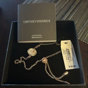 Emporio Armani Stainless Steel Rose Gold Color Slide Bracelet - NWT